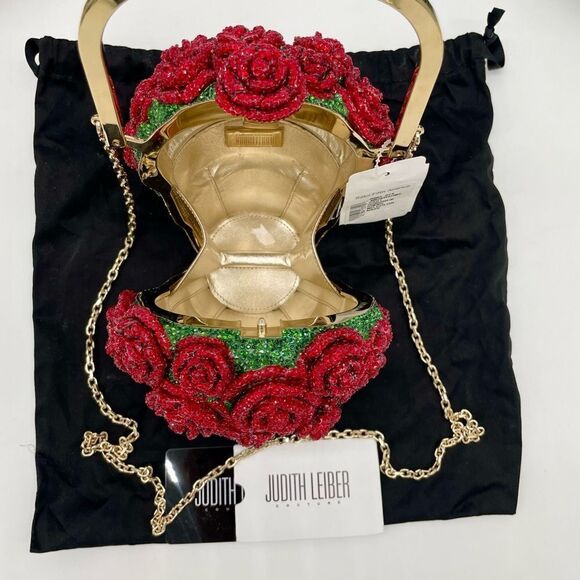 Women’s Judith Lieber bag of roses, crystal clutch bag made in Italy - Picture 4 of 10